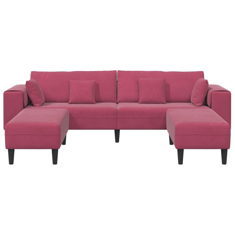 Sofa z poduszką 3 pcs Czerwone wino Aksamit