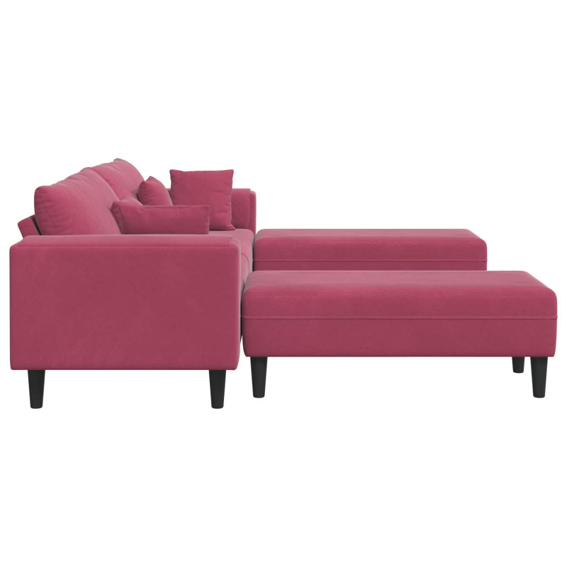 Sofa z poduszką 3 pcs Czerwone wino Aksamit