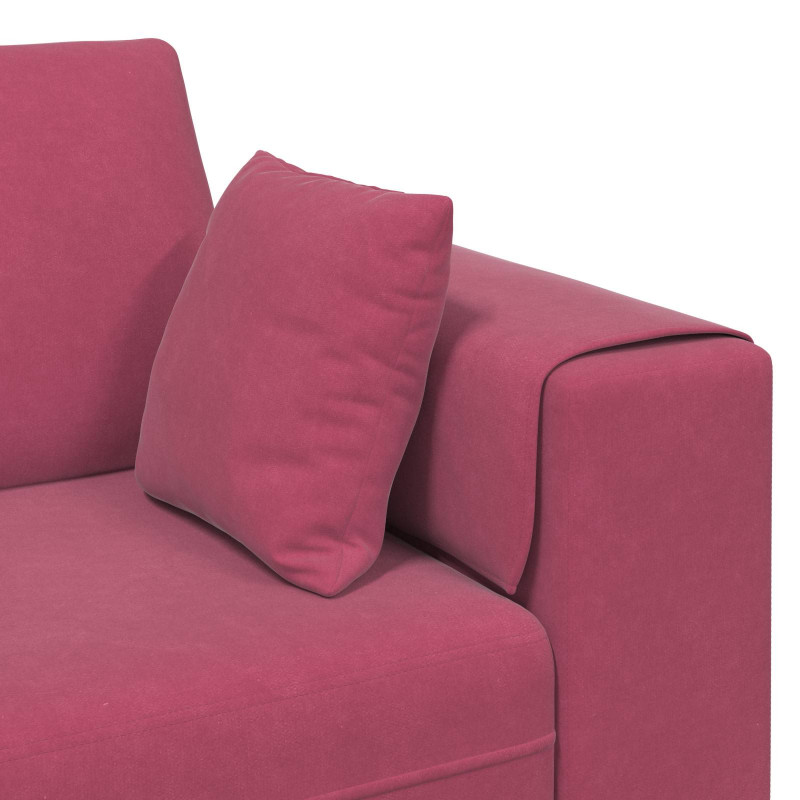 Sofa z poduszką 3 pcs Czerwone wino Aksamit