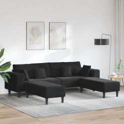 Sofa z poduszką 3 pcs Czarny Aksamit