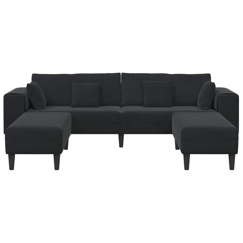 Sofa z poduszką 3 pcs Czarny Aksamit