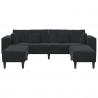 Sofa z poduszką 3 pcs Czarny Aksamit