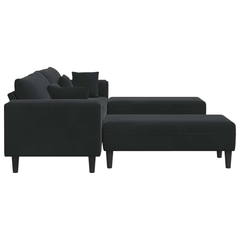 Sofa z poduszką 3 pcs Czarny Aksamit
