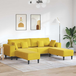 Sofa z poduszką 3 pcs Żółty Aksamit