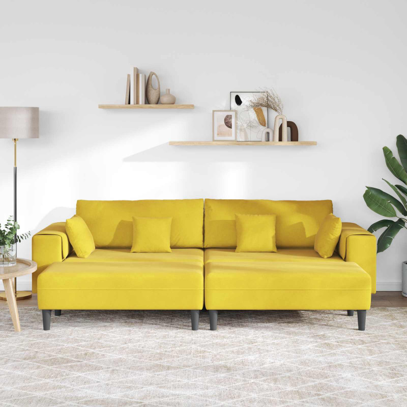 Sofa z poduszką 3 pcs Żółty Aksamit