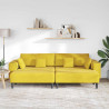 Sofa z poduszką 3 pcs Żółty Aksamit