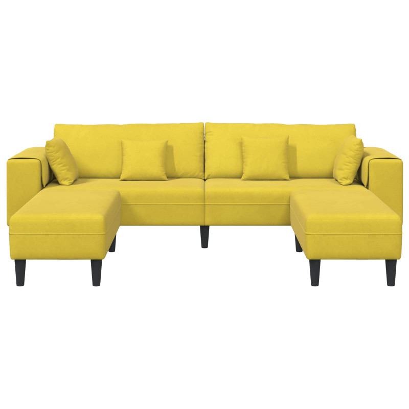 Sofa z poduszką 3 pcs Żółty Aksamit