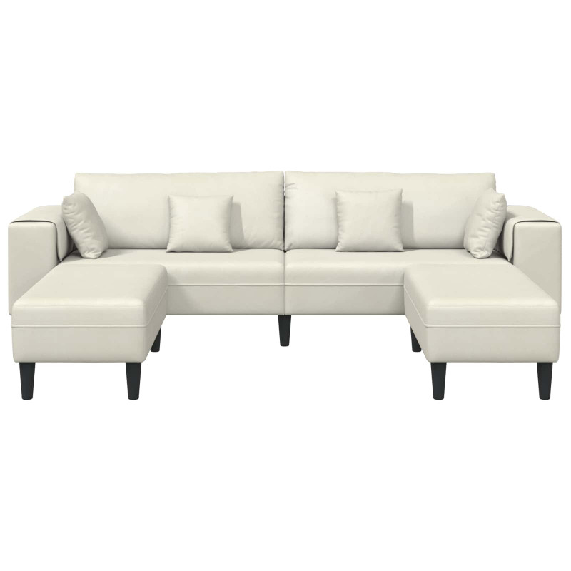 Sofa z poduszką 3 pcs Kremowy Aksamit