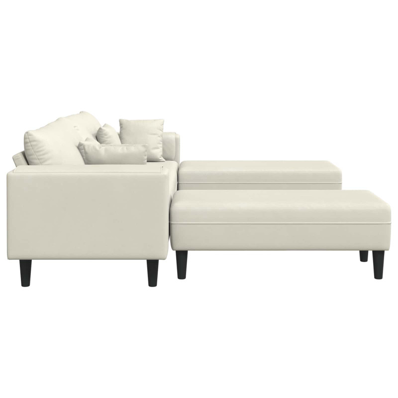 Sofa z poduszką 3 pcs Kremowy Aksamit