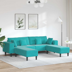Sofa z poduszką 3 pcs Turkusowy Aksamit