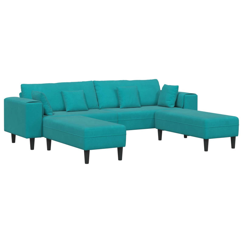 Sofa z poduszką 3 pcs Turkusowy Aksamit