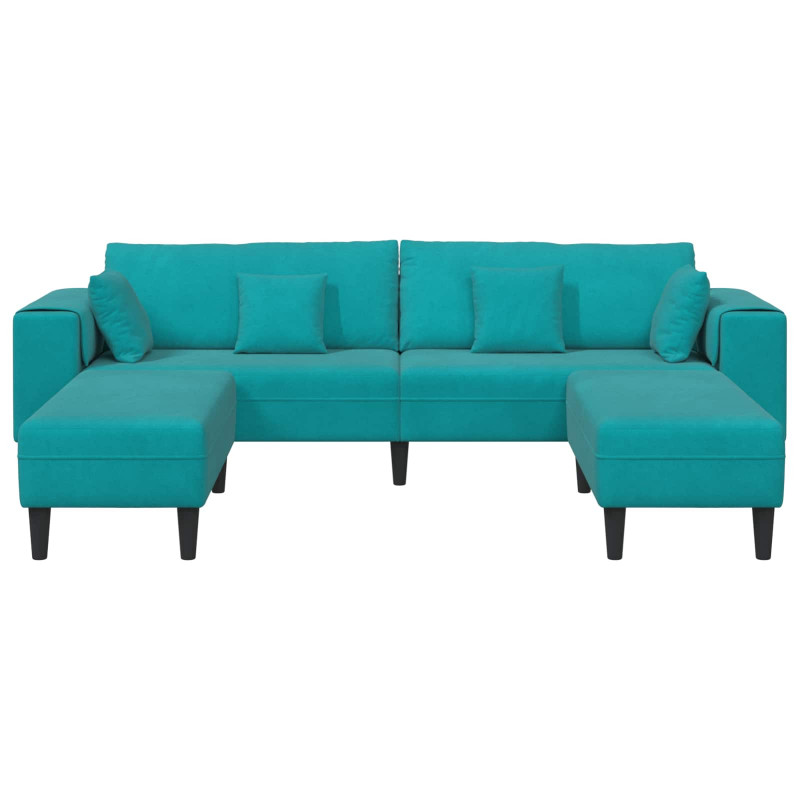 Sofa z poduszką 3 pcs Turkusowy Aksamit