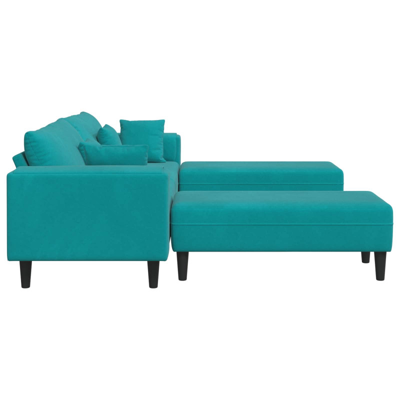 Sofa z poduszką 3 pcs Turkusowy Aksamit
