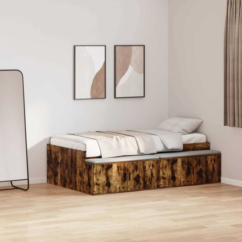 Ramka łóżka Dąb wędzony 100 x 200 cm Materiał drewnopochodny