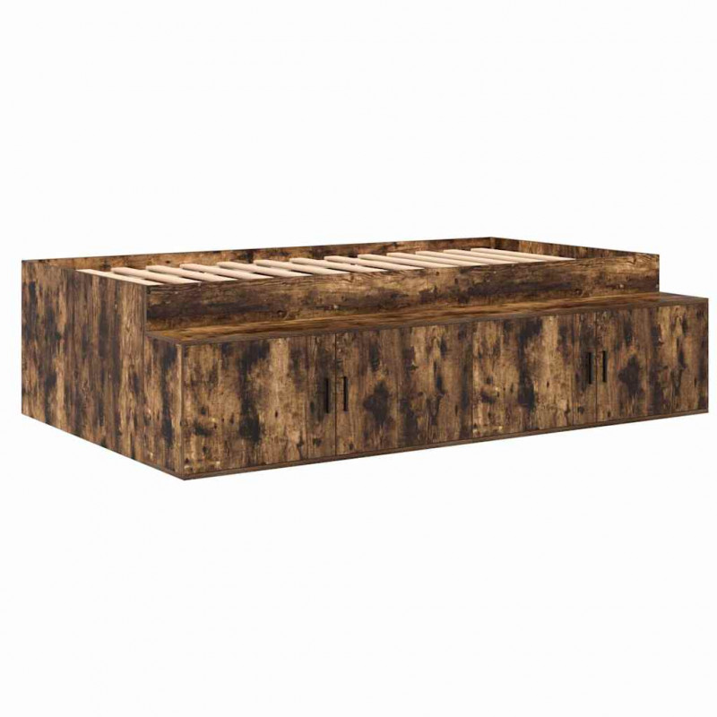 Ramka łóżka Dąb wędzony 100 x 200 cm Materiał drewnopochodny