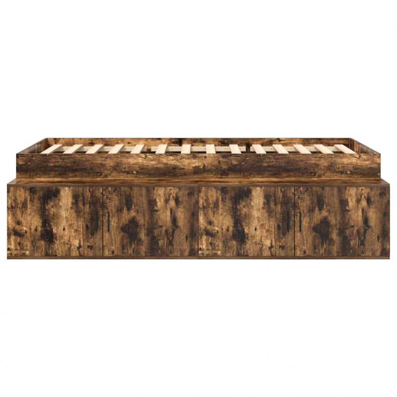 Ramka łóżka Dąb wędzony 100 x 200 cm Materiał drewnopochodny