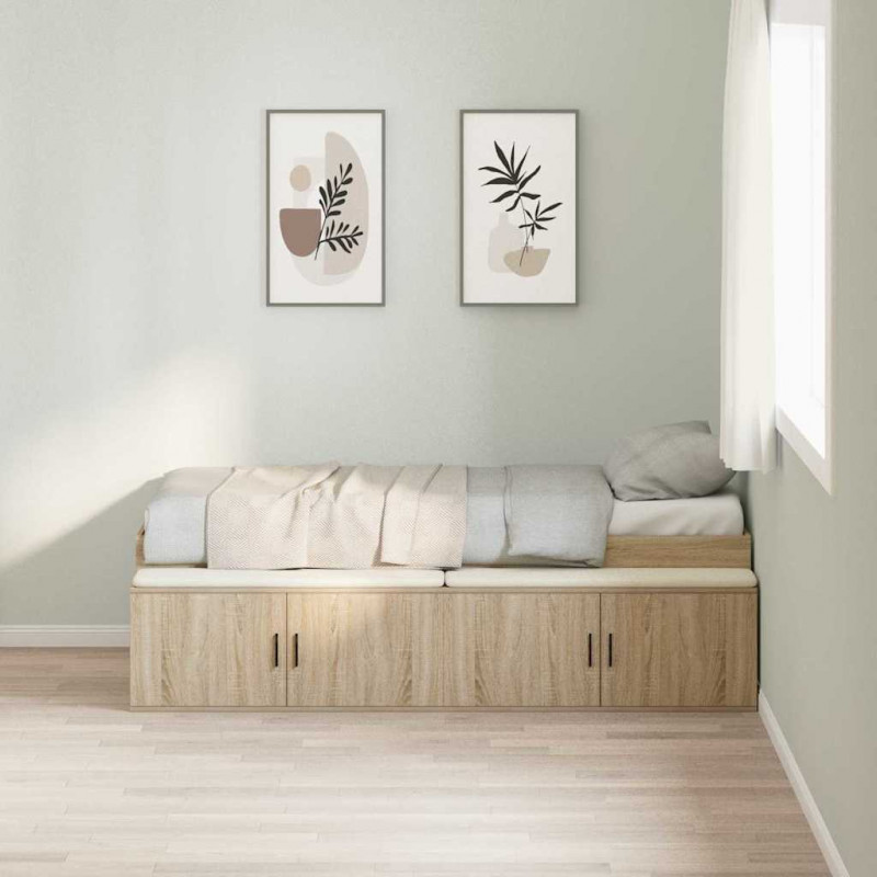 Ramka łóżka Dąb Sonoma 80 x 200 cm Materiał drewnopochodny