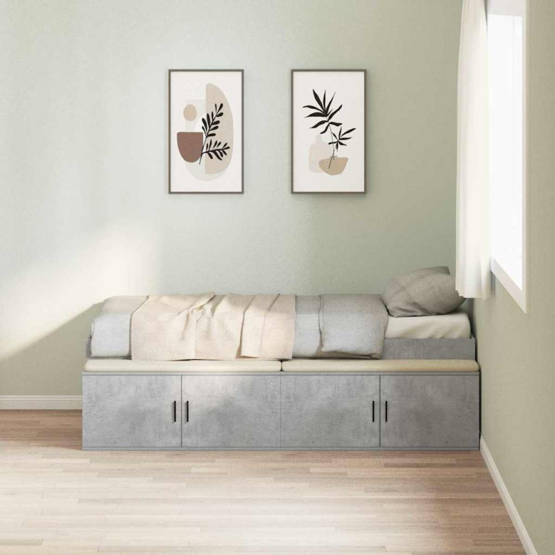 Ramka łóżka Betonowy szary 80 x 200 cm Materiał drewnopochodny