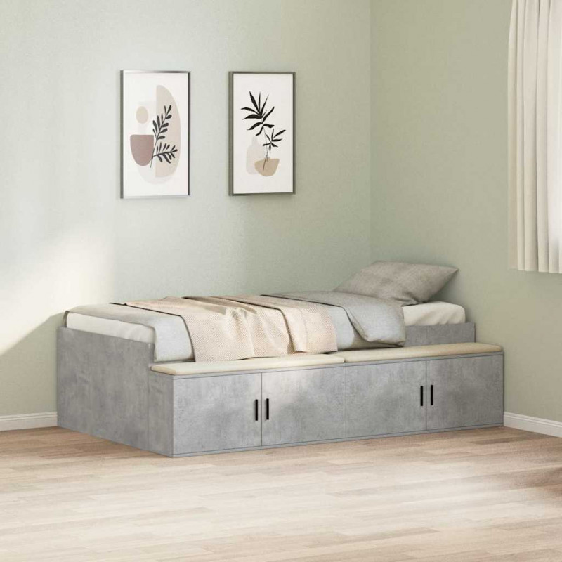Ramka łóżka Betonowy szary 80 x 200 cm Materiał drewnopochodny