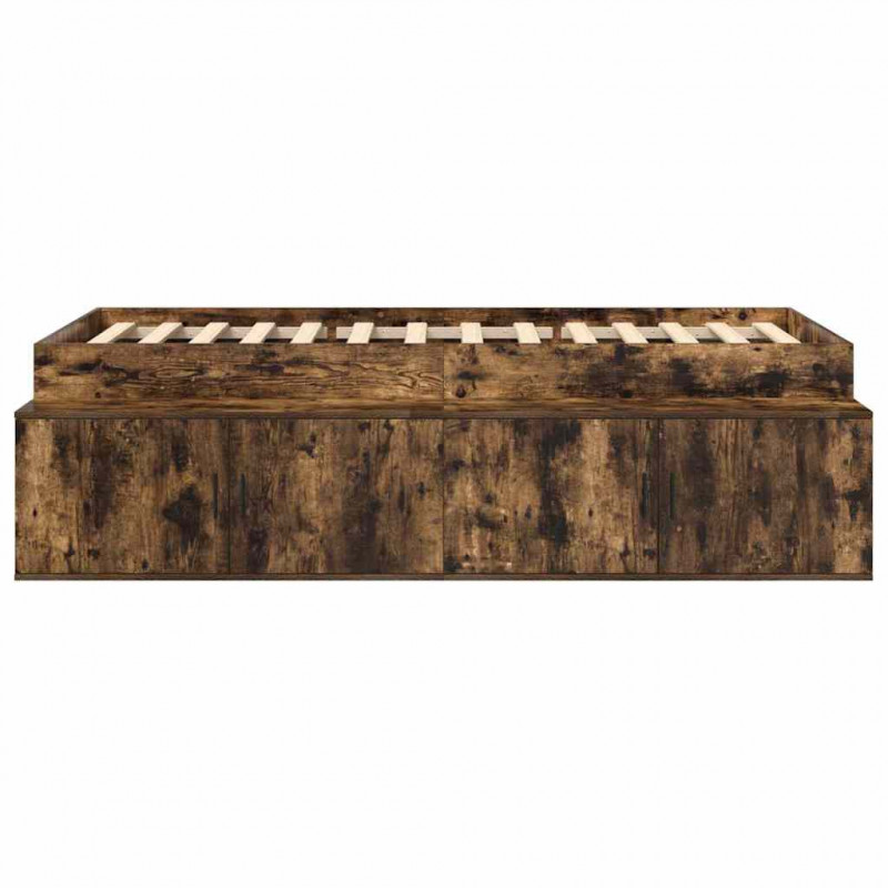 Ramka łóżka Dąb wędzony 90 x 190 cm Materiał drewnopochodny