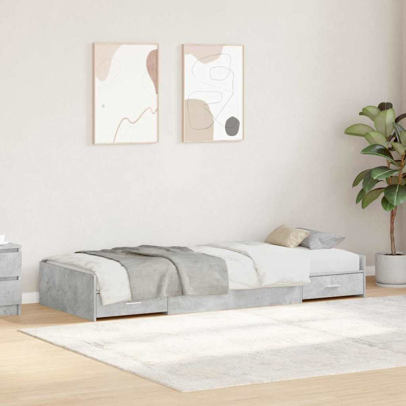 Ramka łóżka Z zagłówkiem Betonowy szary 98,5 x 200 cm
