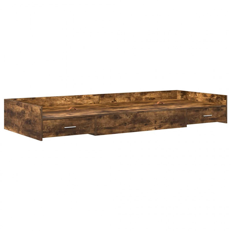 Ramka łóżka Dąb wędzony 90 x 200 cm Materiał drewnopochodny