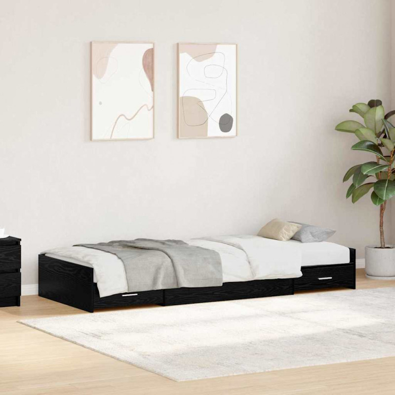 Ramka łóżka Czarny Dąb 80 x 200 cm Materiał drewnopochodny