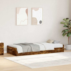 Ramka łóżka Dąb wędzony 80 x 200 cm Materiał drewnopochodny