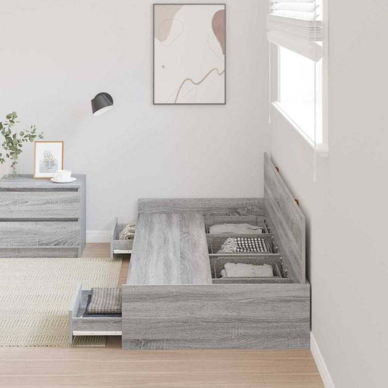 Ramka łóżka Szary Sonoma 80 x 200 cm Materiał drewnopochodny