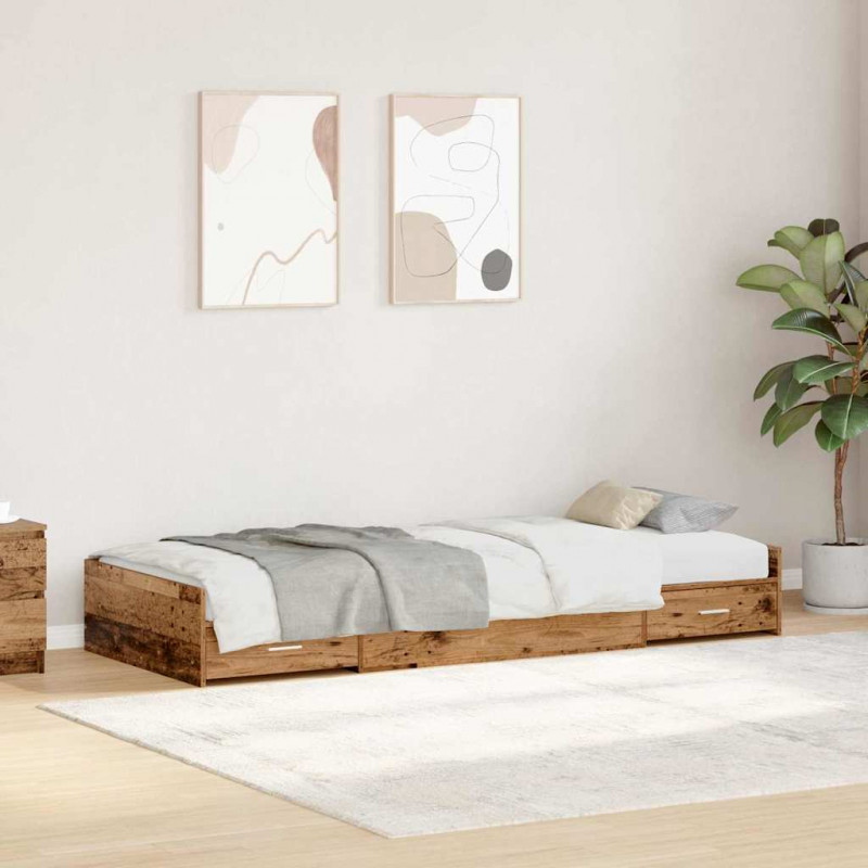 Ramka łóżka Stare drewno 80 x 200 cm Materiał drewnopochodny