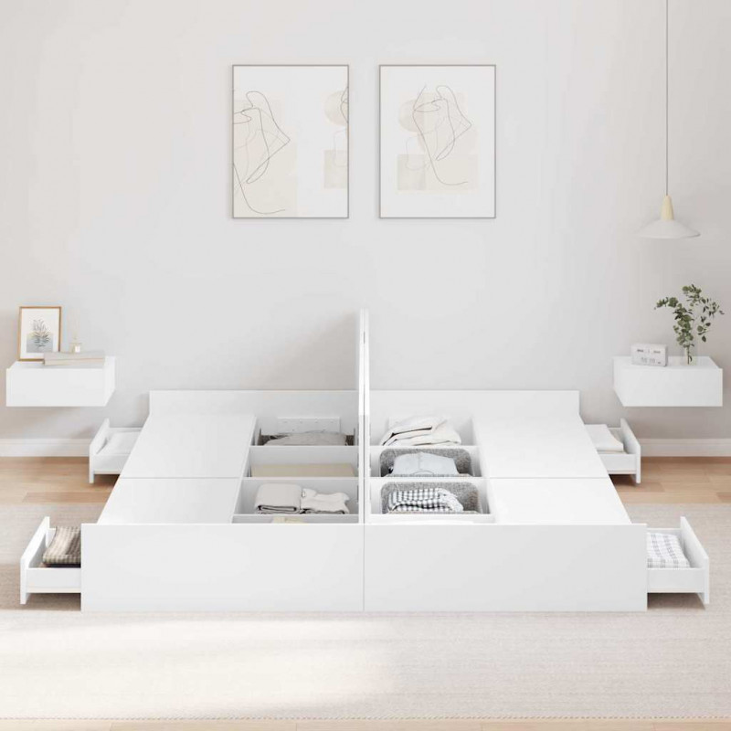 Rama łóżka z miejscem na przechowywanie Biały 200 x 200 cm