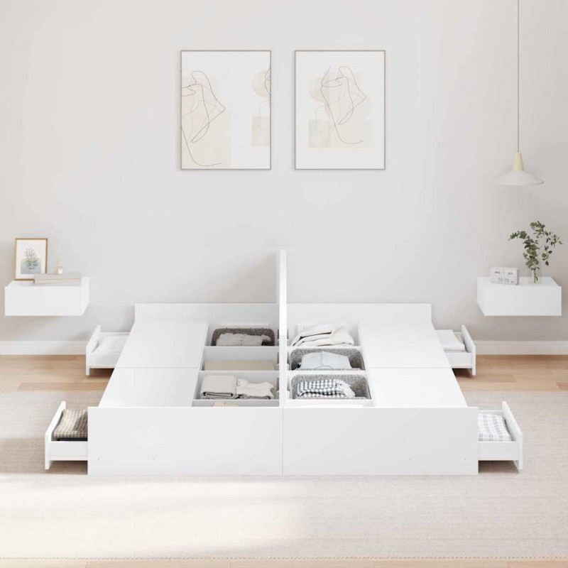 Rama łóżka z miejscem na przechowywanie Biały 150 x 200 cm
