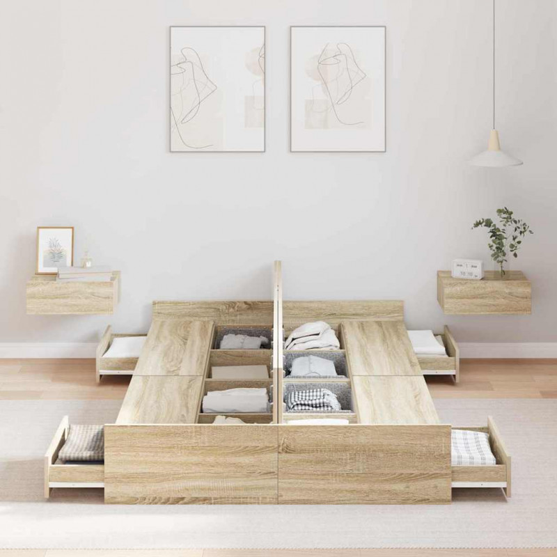 Rama łóżka z miejscem na przechowywanie Dąb Sonoma 120 x 190 cm