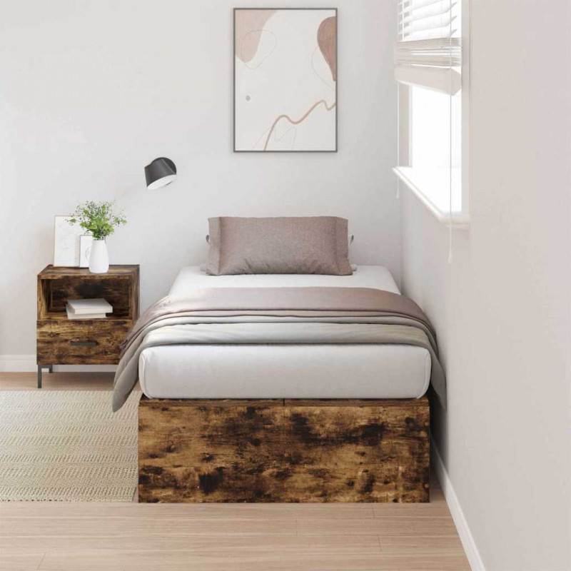 Rama łóżka z miejscem na przechowywanie Dąb wędzony 90 x 200 cm