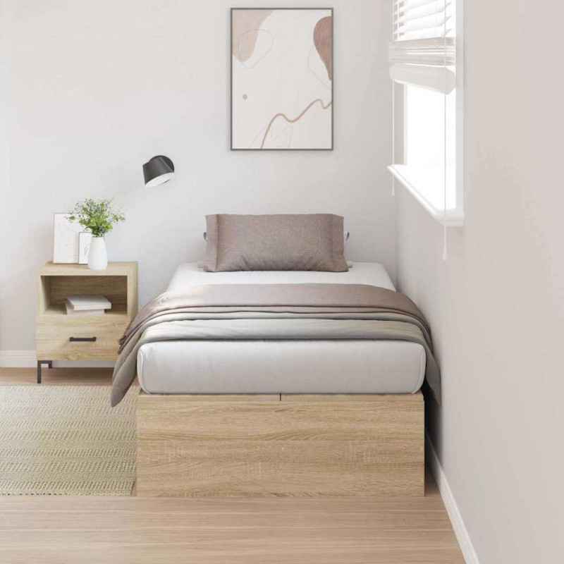 Rama łóżka z miejscem na przechowywanie Dąb Sonoma 100 x 200 cm