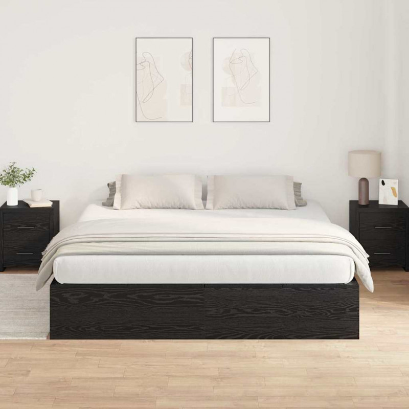 Rama łóżka z miejscem na przechowywanie Czarny Dąb 200 x 200 cm