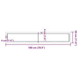 Blat stołu, 180x40x(2-4) cm, surowe lite drewno dębowe