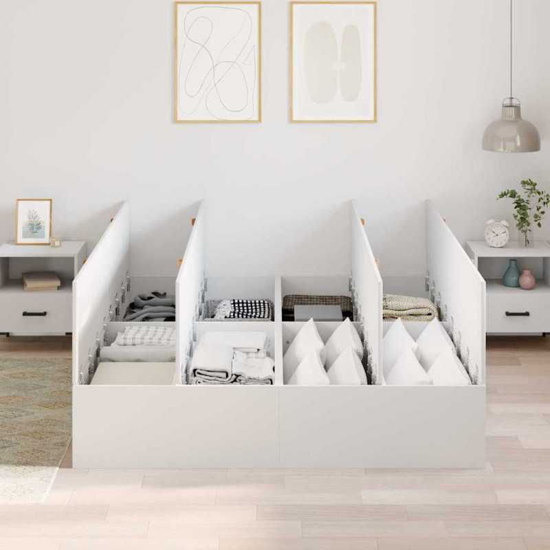 Rama łóżka z miejscem na przechowywanie Biały 135 x 190 cm
