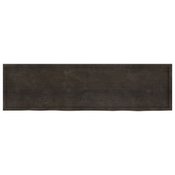 Blat stołu, ciemnobrązowy, 220x60x(2-6) cm, lite drewno dębowe