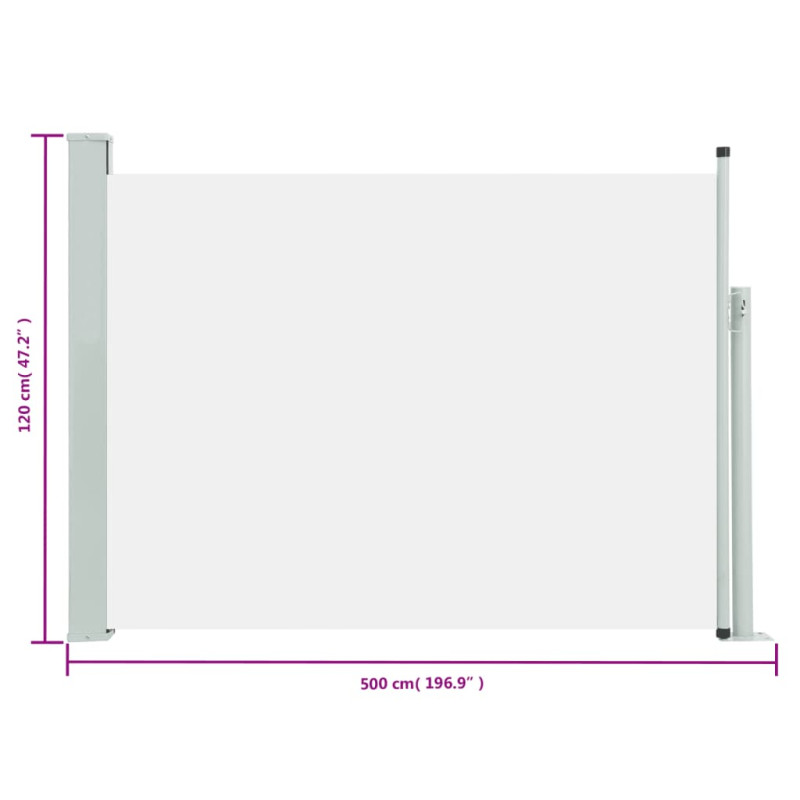 Wysuwana markiza boczna na taras, 120 x 500 cm, kremowa