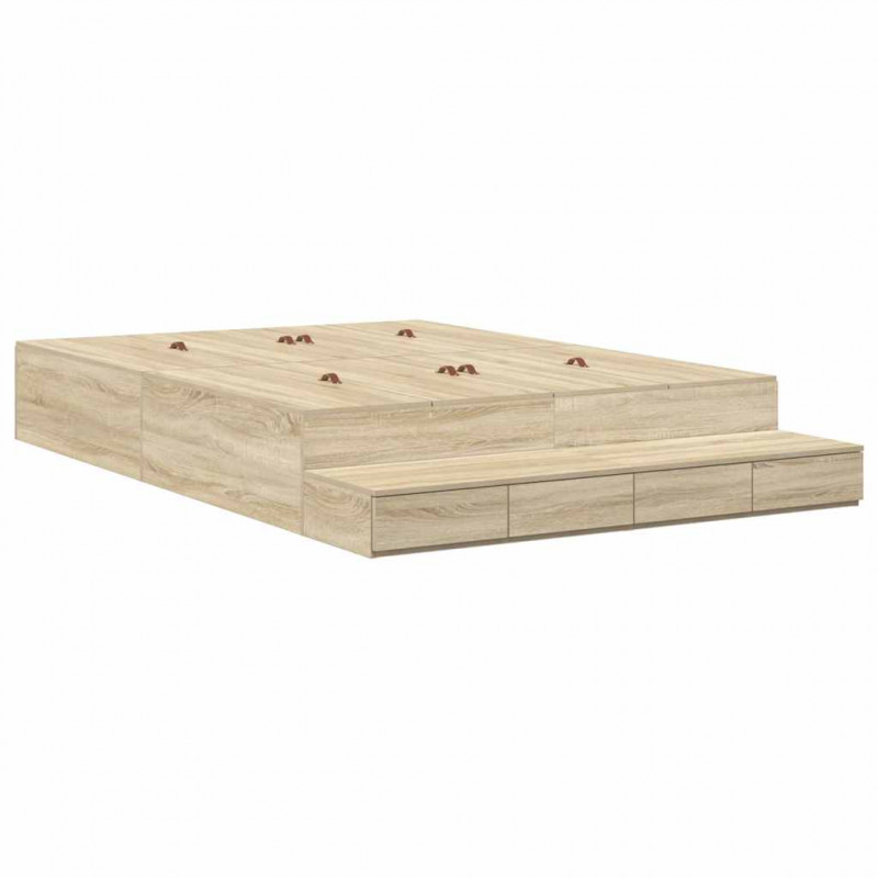 Rama łóżka z miejscem na przechowywanie Dąb Sonoma 140 cm