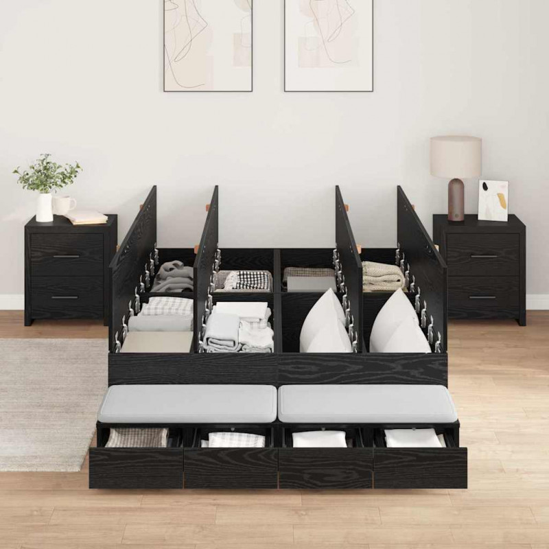 Rama łóżka z miejscem na przechowywanie Czarny Dąb 120 cm