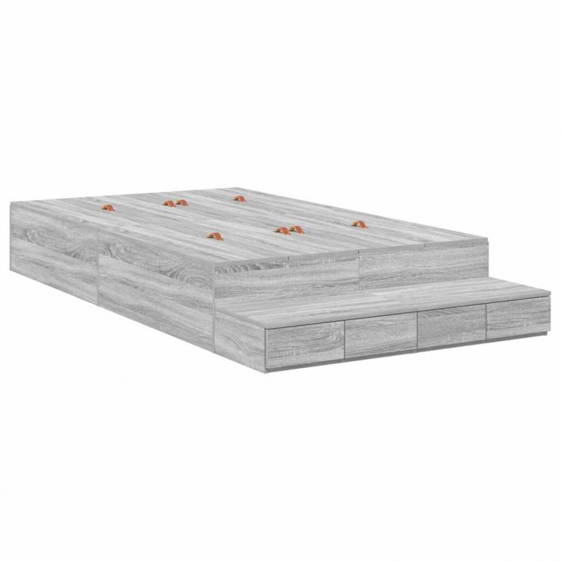 Rama łóżka z miejscem na przechowywanie Szary Sonoma 120 cm