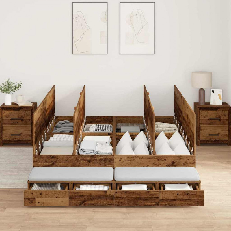 Rama łóżka z miejscem na przechowywanie Stare drewno 140 cm