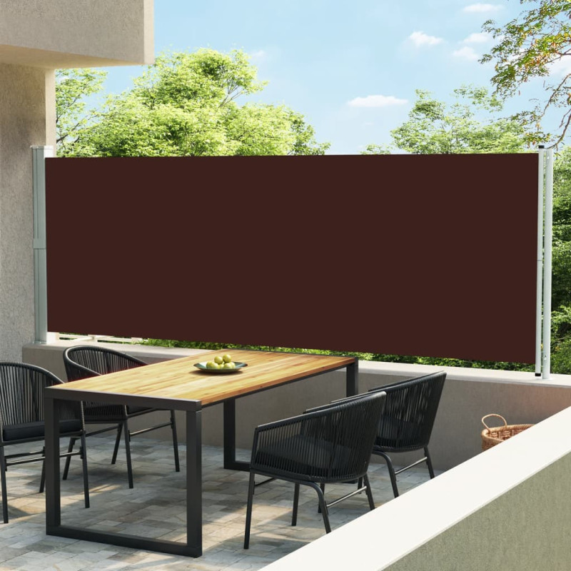 Wysuwana markiza boczna na taras, 600 x 160 cm, brązowa
