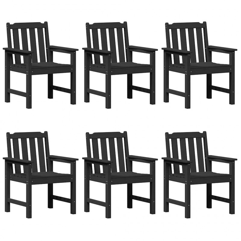 Krzesło Ogrodowe 6 pcs Czarny 65.5 x 59 x 88 cm Polietylen