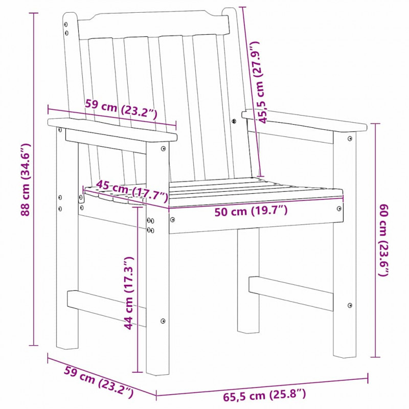 Krzesło Ogrodowe 6 pcs Czarny 65.5 x 59 x 88 cm Polietylen