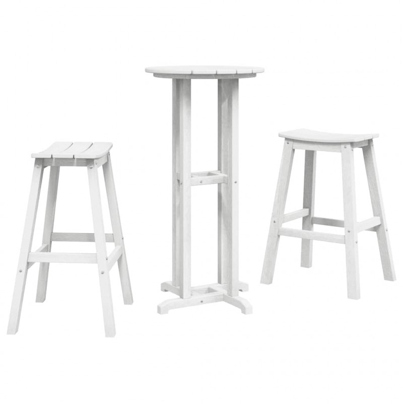 Zestaw barowy w ogrodzie 3 pcs Biały HDPE