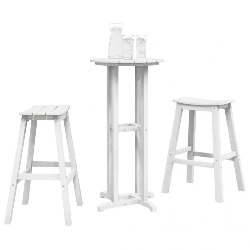 Zestaw barowy w ogrodzie 3 pcs Biały HDPE