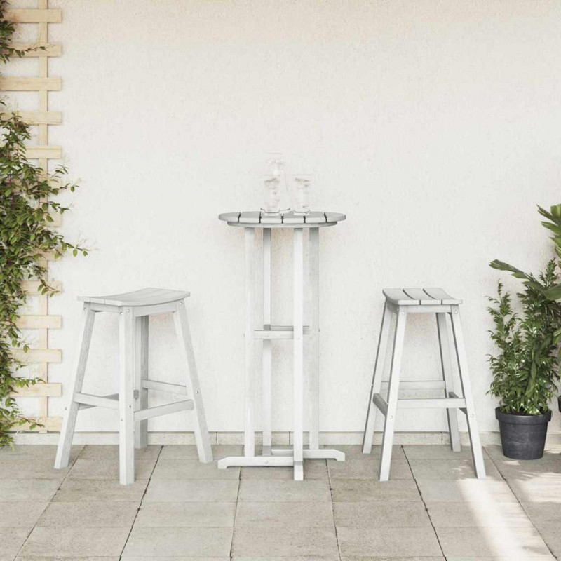 Zestaw barowy w ogrodzie 3 pcs Biały HDPE